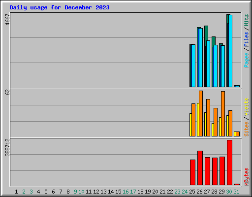 Daily usage for December 2023